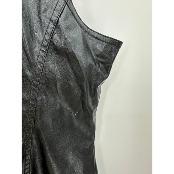 Bisou Bisou Faux Leather Vest Women Small Full Zip Collar Sleeveless Biker - Picture 6 of 7